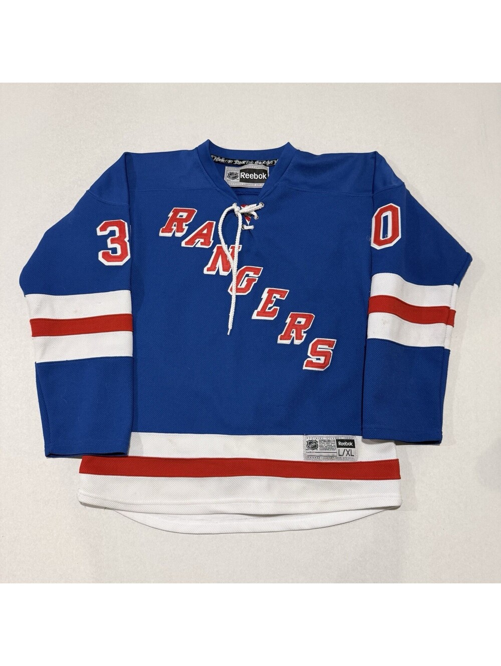 Vintage Henrik Lundqvist New York Rangers NHL Jersey Size L/XL Reebok Boys